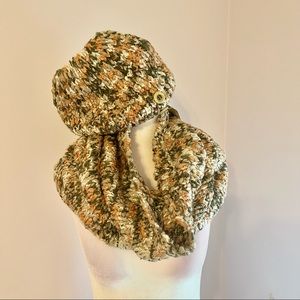 Infinity Scarf with Ponytail Hat and Gloves